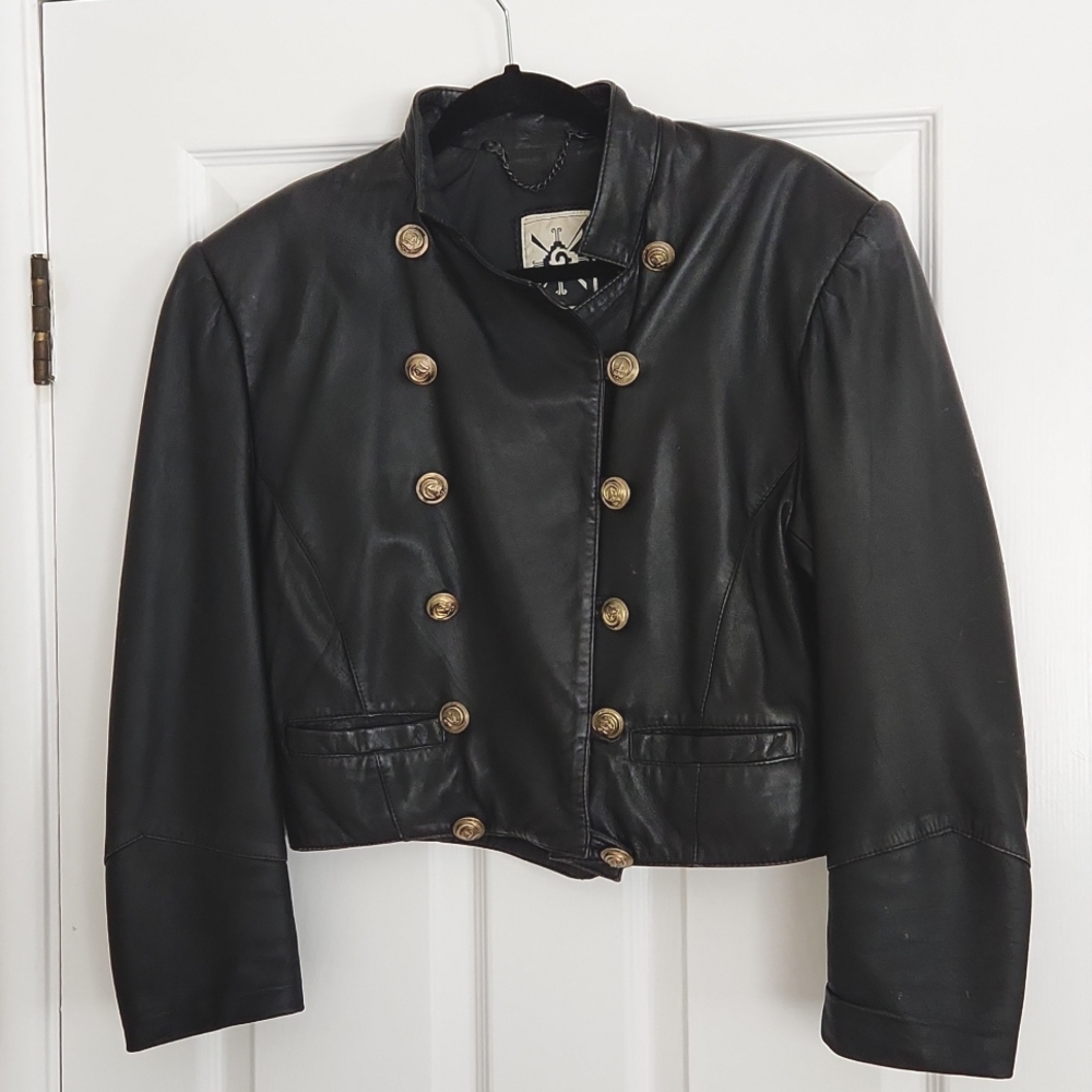 Vintage Women's Leather Military/ Moto Cropped Jacket by Aananda S